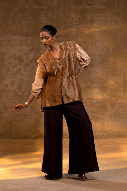 AGNEYA LAYERED SILK & TISSUE JACKET SET