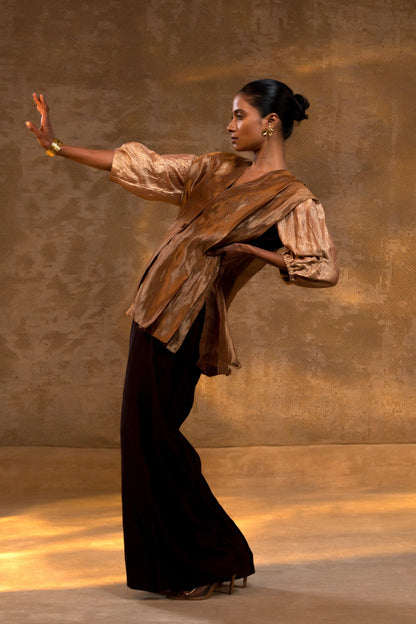 AGNEYA LAYERED SILK & TISSUE JACKET SET
