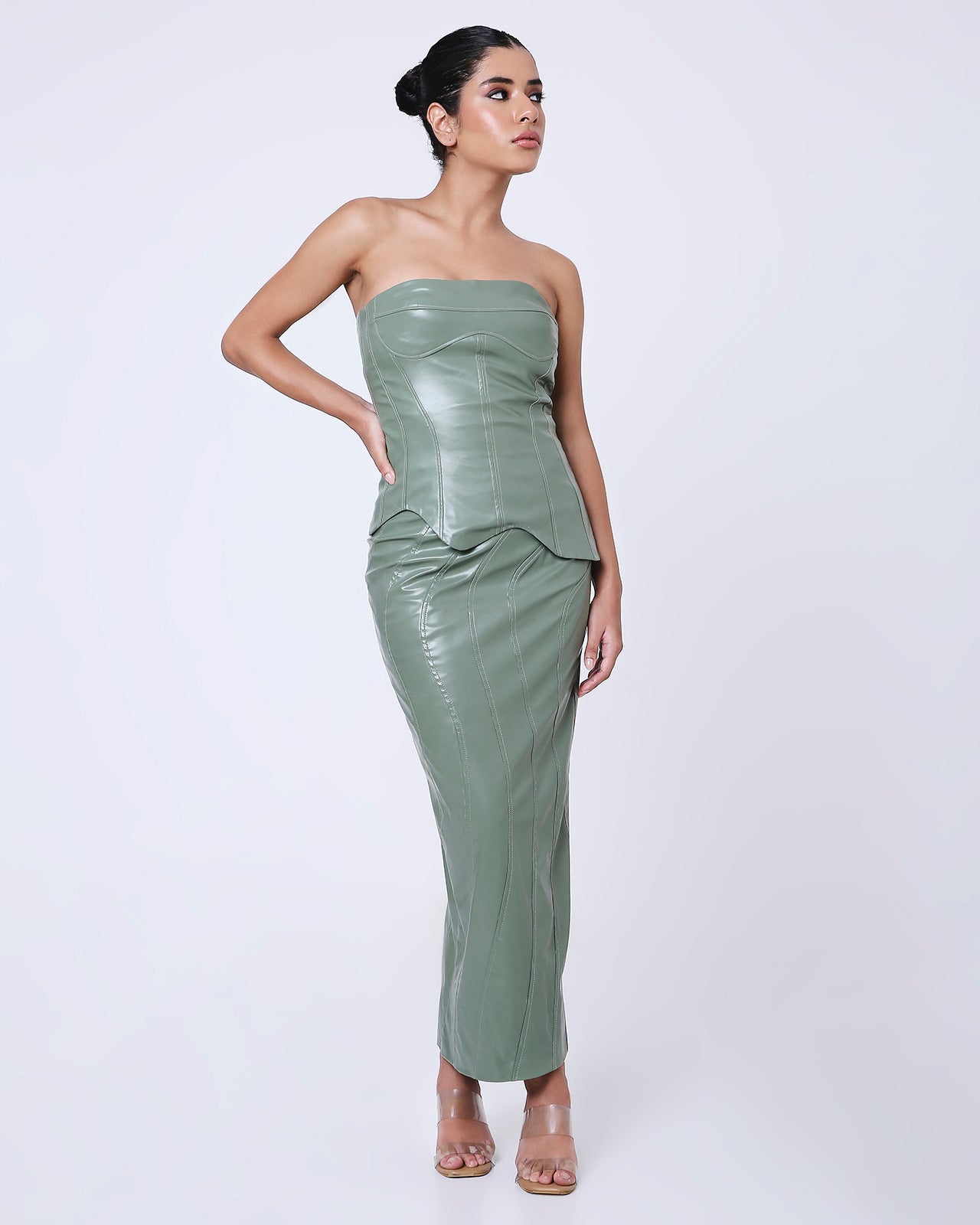 WAVE LEATHER SKIRT