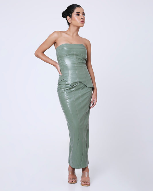 WAVE LEATHER SKIRT
