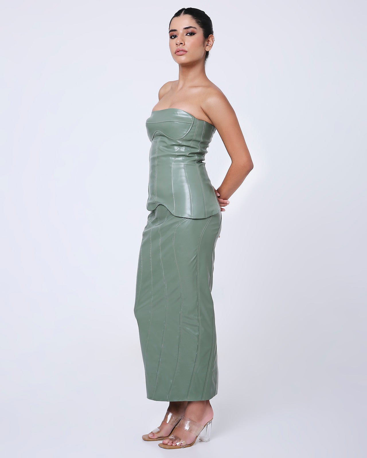 WAVE LEATHER SKIRT
