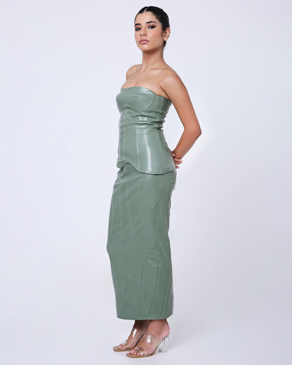 WAVE LEATHER SKIRT