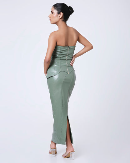 WAVE LEATHER SKIRT