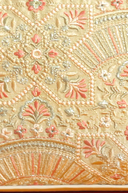 ASTRA THREAD EMBROIDERED HANDBAG - BEIGE