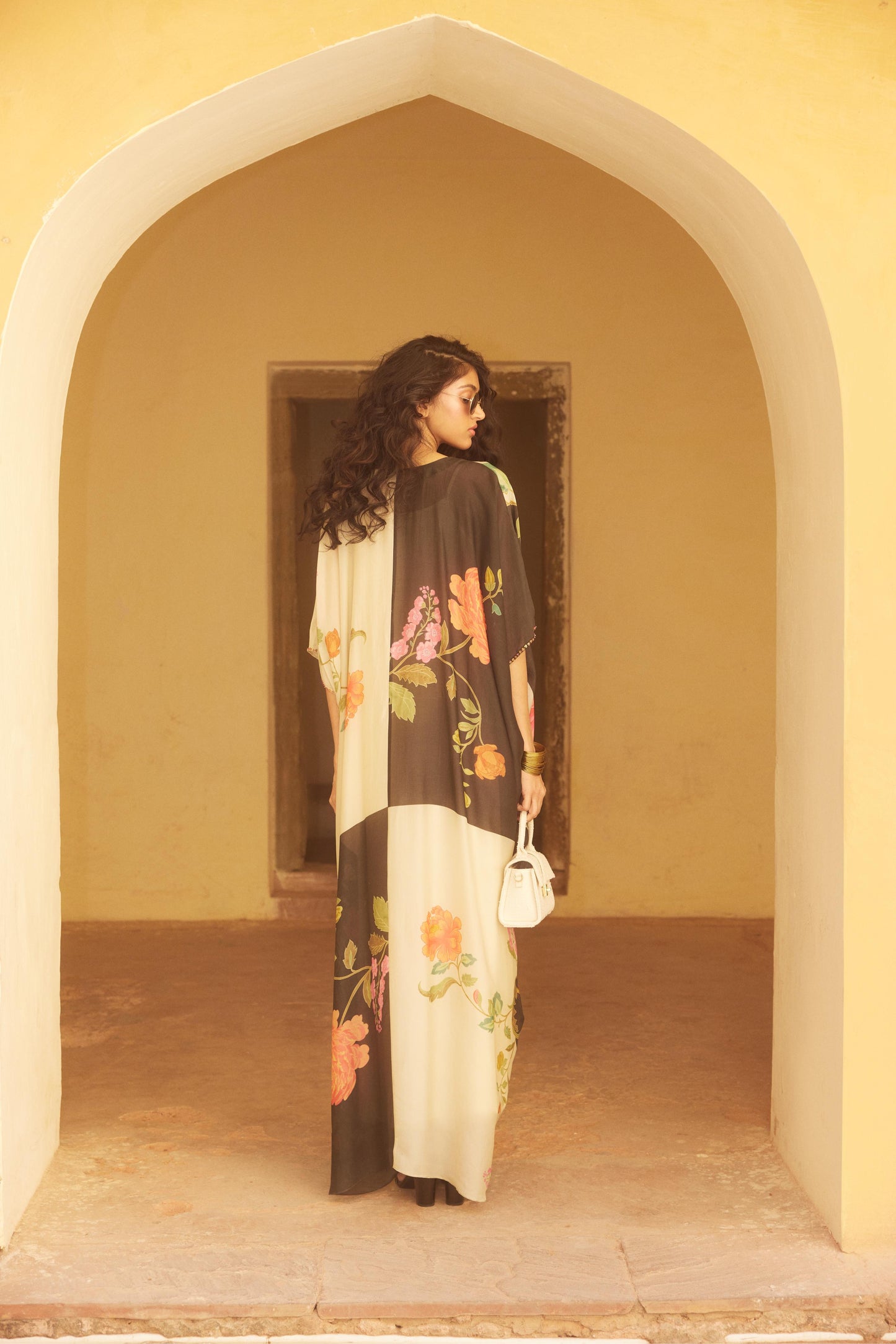 IVORY & BLACK KAFTAN SET