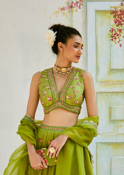 GREEN LEHENGA SET