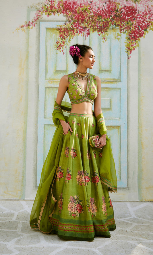 GREEN LEHENGA SET