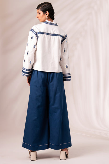 COSMO TOP & INDIGO RICO PLEATED CULOTTES CO-ORD SET