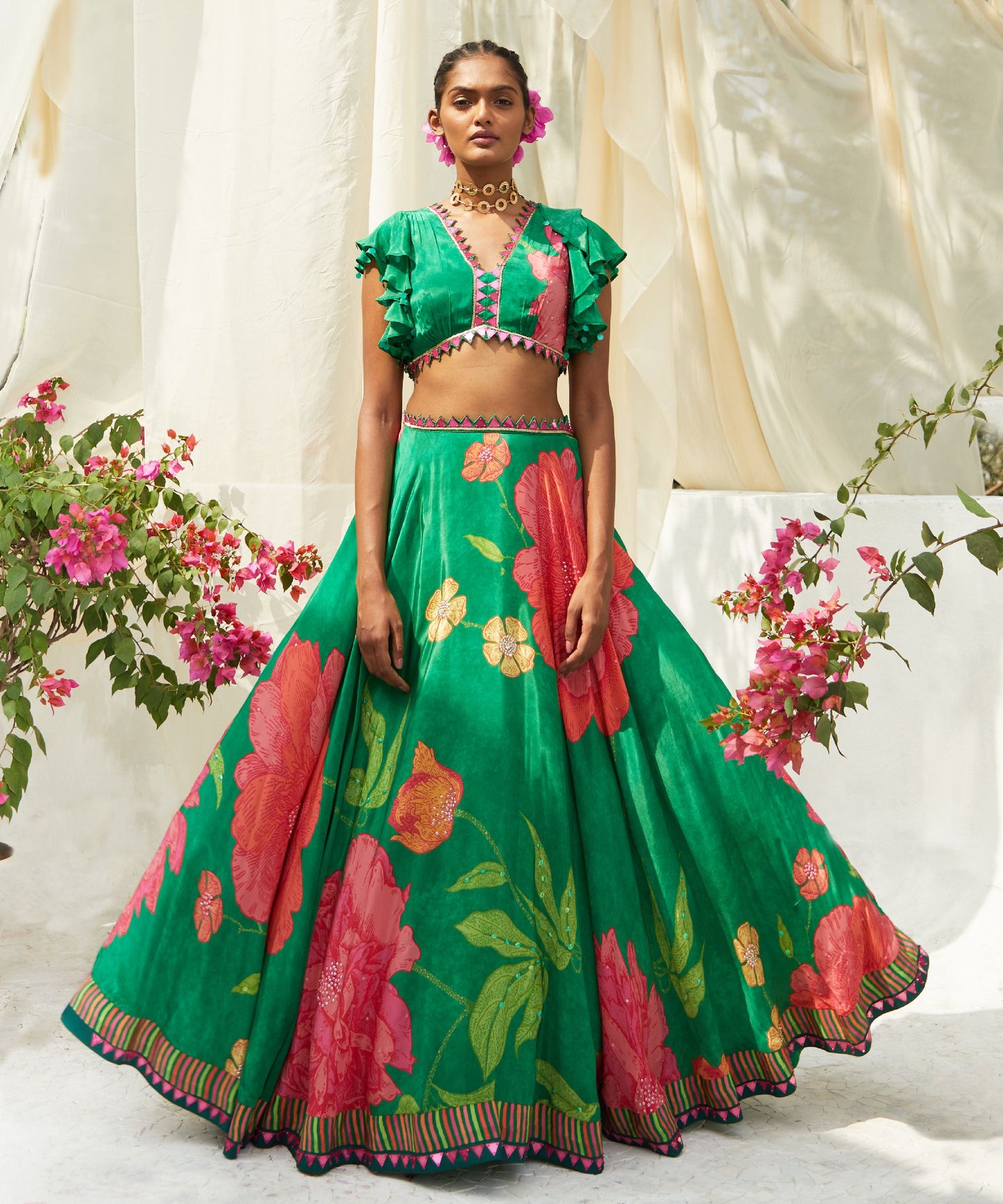 GREEN  LEHENGA SET