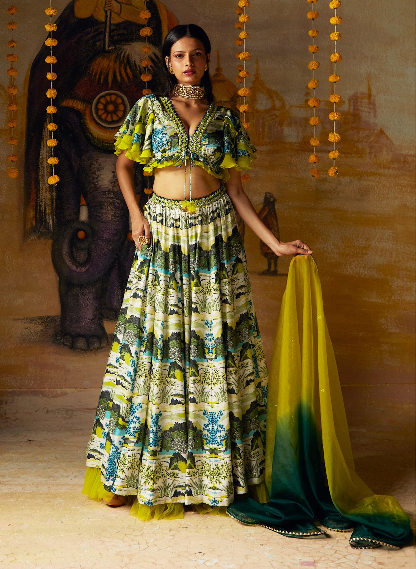 GREEN LEHENGA SET