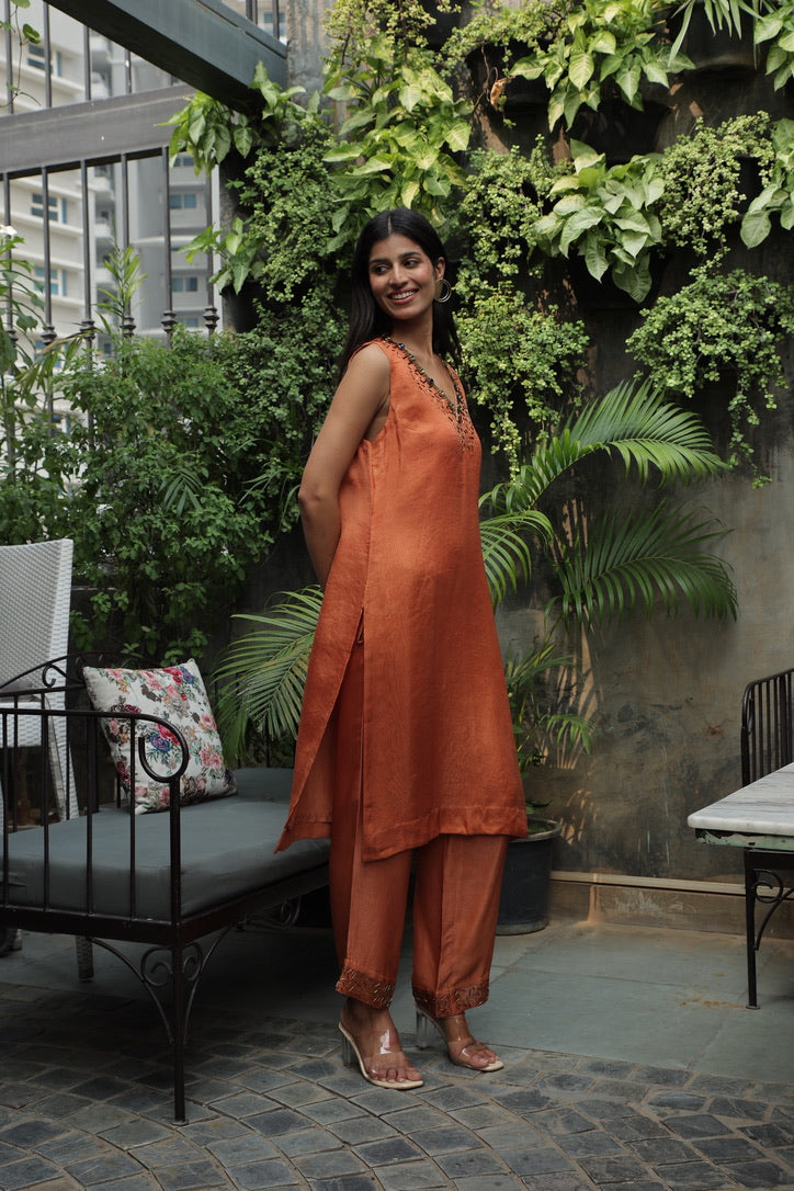 HOOR - ORGANZA STRAIGHT KURTA WITH PANT
