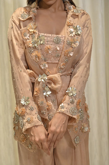 CHARLOTTE NUDE FLORAL SEQUIN EMBELLISHED JACKET