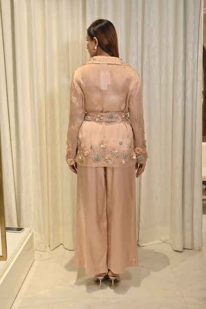 CHARLOTTE NUDE FLORAL SEQUIN EMBELLISHED JACKET CO-ORD SET