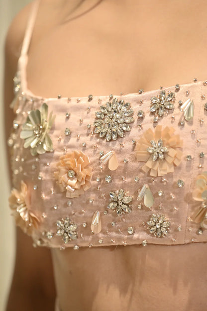 CHARLOTTE NUDE FLORAL SEQUIN EMBELLISHED JACKET CO-ORD SET