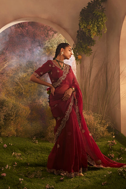 PARO MAROON SAREE