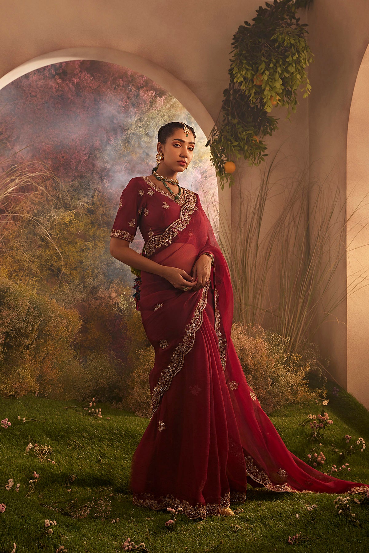 PARO MAROON SAREE