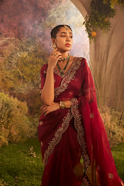 PARO MAROON SAREE