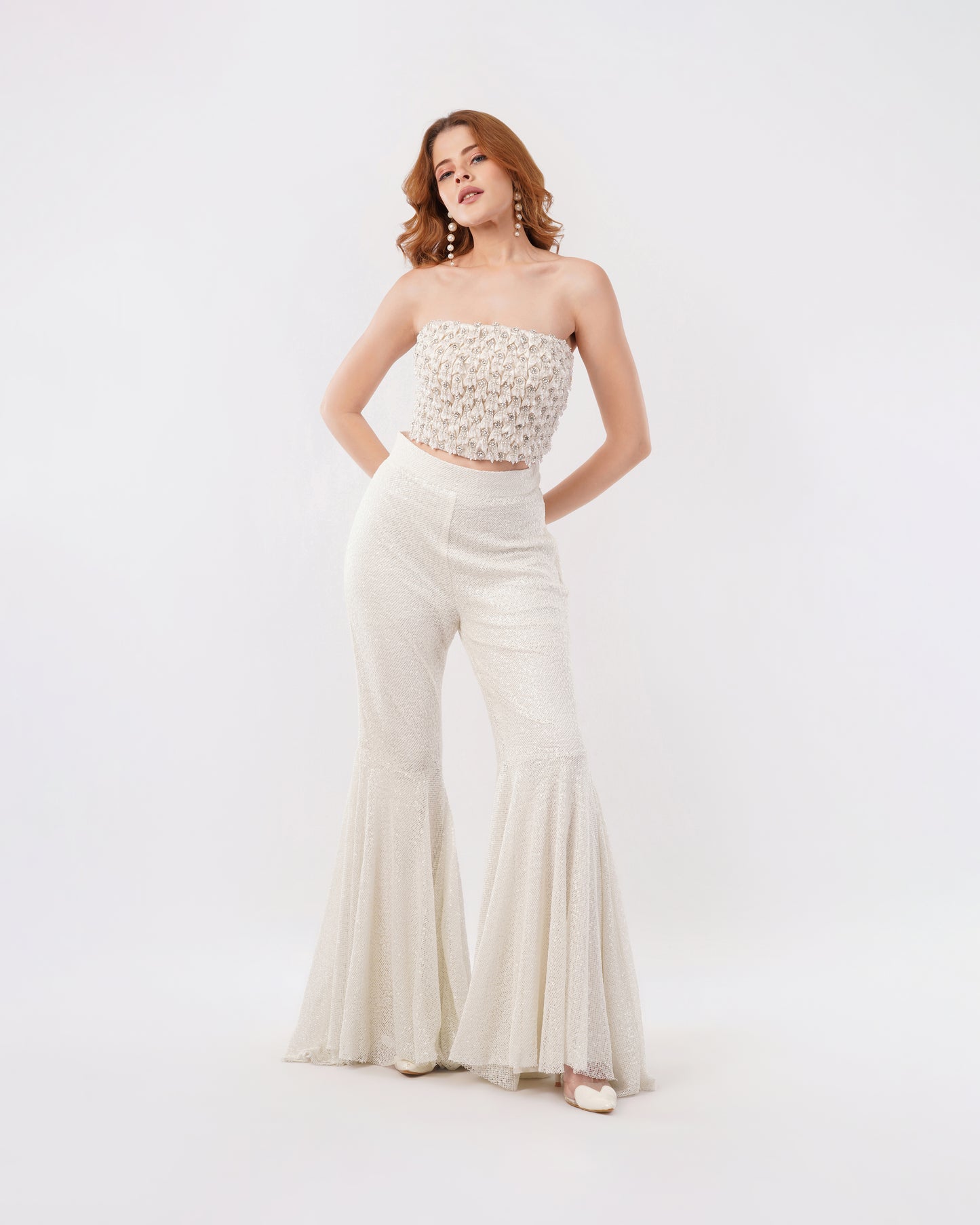MILLIE - SMOCKED BUSTIER  WITH BELL BOTTOM PANTS
