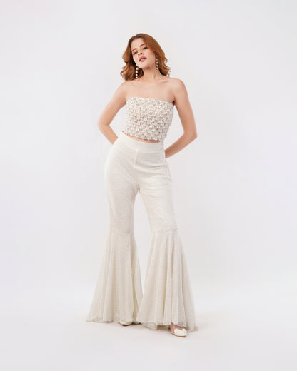 MILLIE - SMOCKED BUSTIER  WITH BELL BOTTOM PANTS
