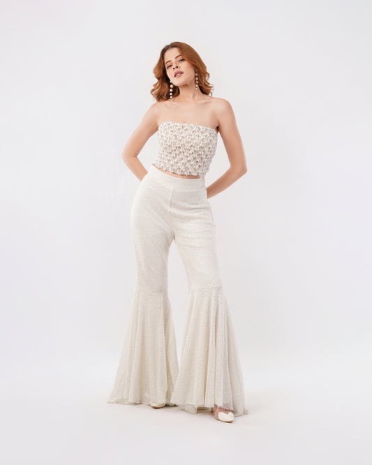 MILLIE - SMOCKED BUSTIER  WITH BELL BOTTOM PANTS