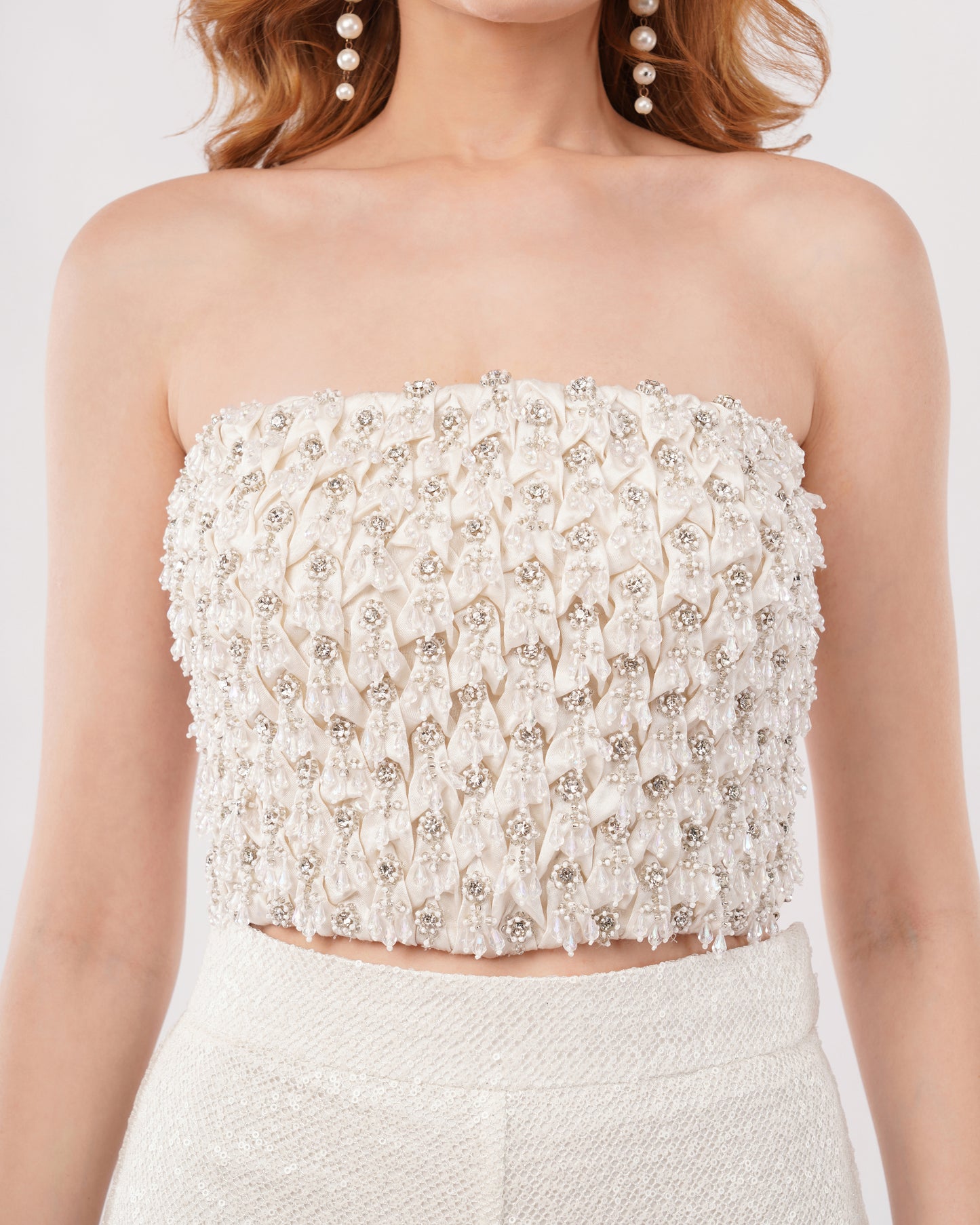 MILLIE - SMOCKED BUSTIER  WITH BELL BOTTOM PANTS