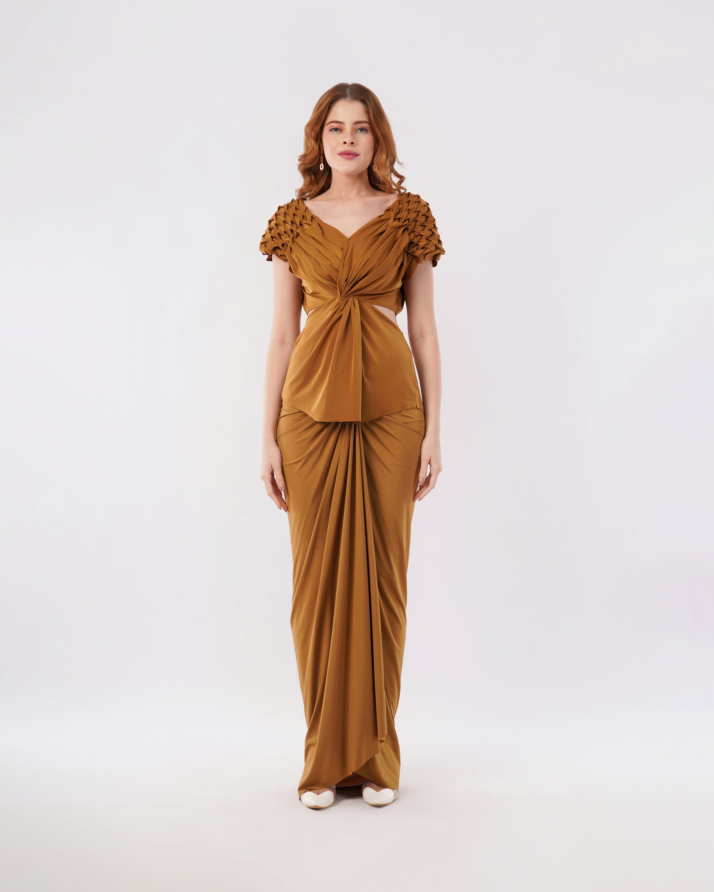 MUSE - NOIR LYCRA SHOULDER SMOCK WITH CUTOUT AND SKIRT