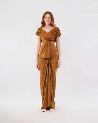MUSE - NOIR LYCRA SHOULDER SMOCK WITH CUTOUT AND SKIRT