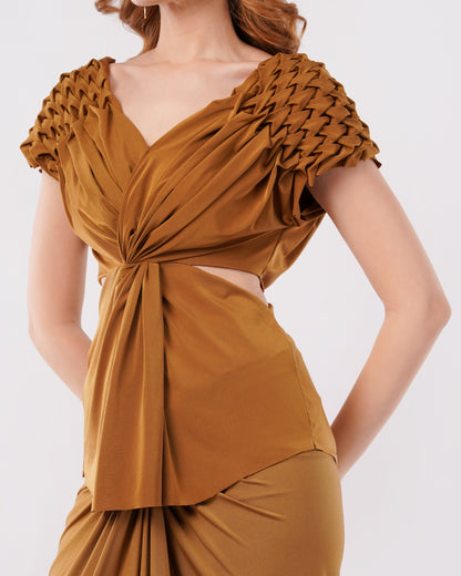 MUSE - NOIR LYCRA SHOULDER SMOCK WITH CUTOUT AND SKIRT