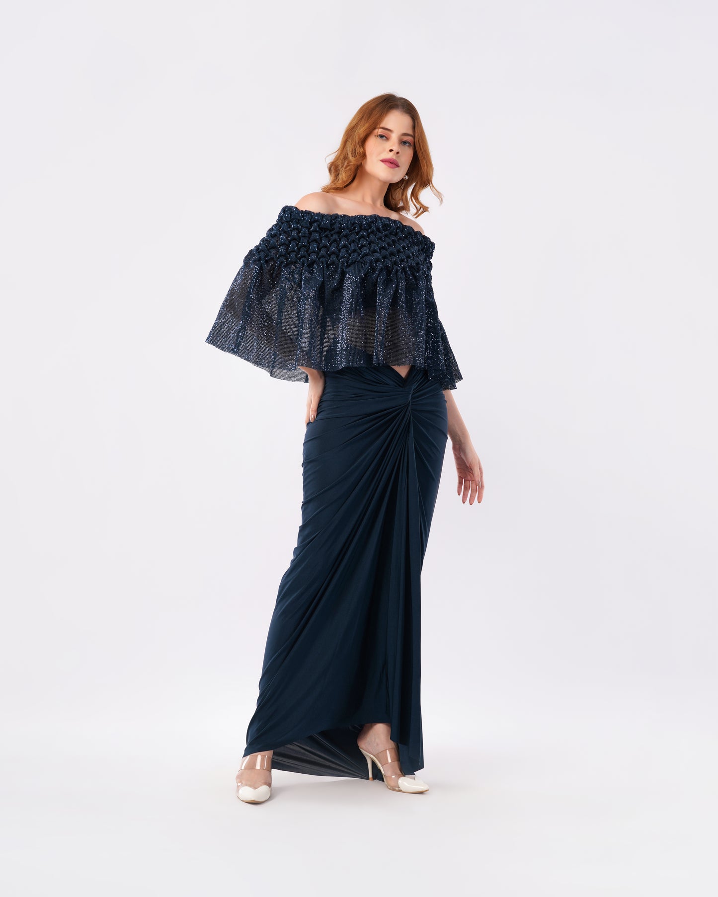 JASMINE OFF-SHOULDER - SHIMMER CAPE WITH SKIRT