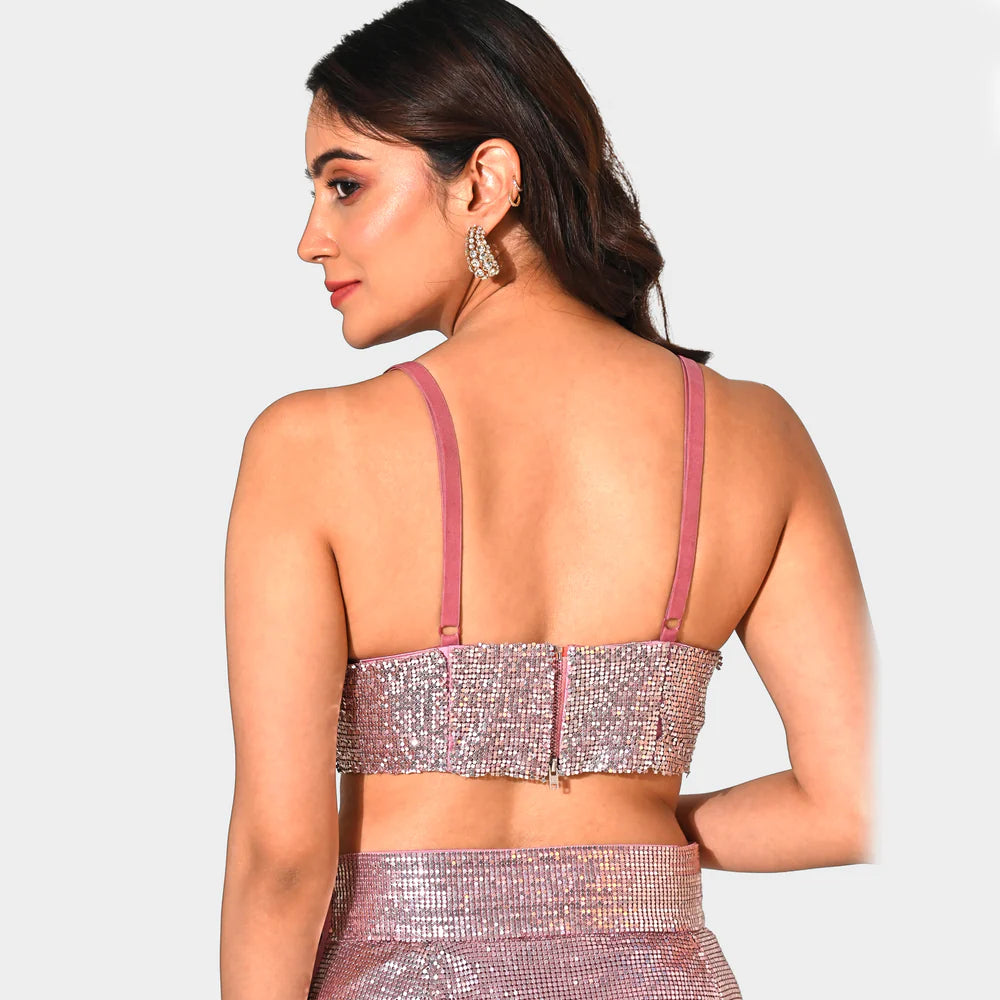 COCO ROSE METALLIC ROSE CHAINMAIL CO-ORD SET