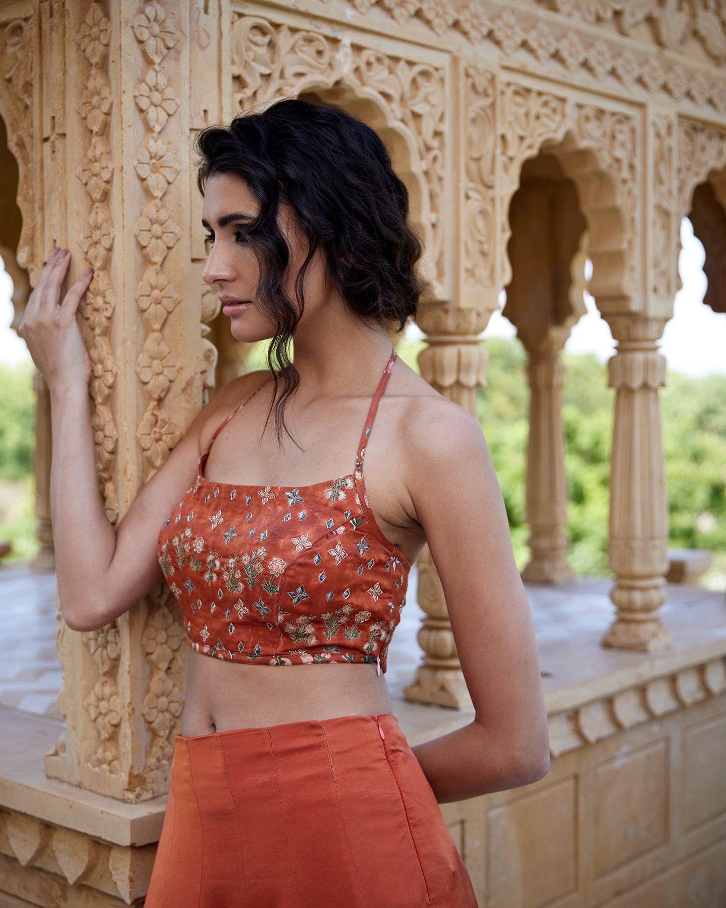 BURNT ORANGE LEHANGA