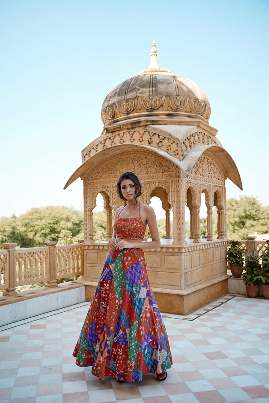BURNT ORANGE LEHENGA