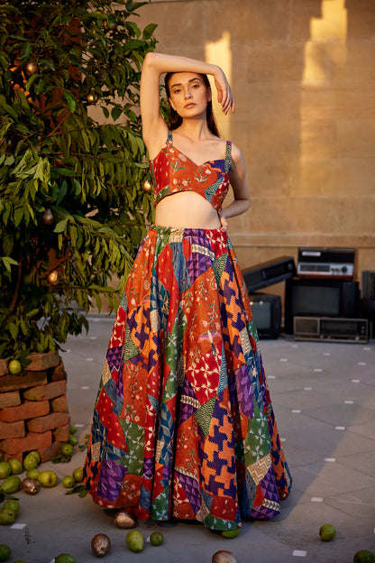 BURNT ORANGE LEHANGA