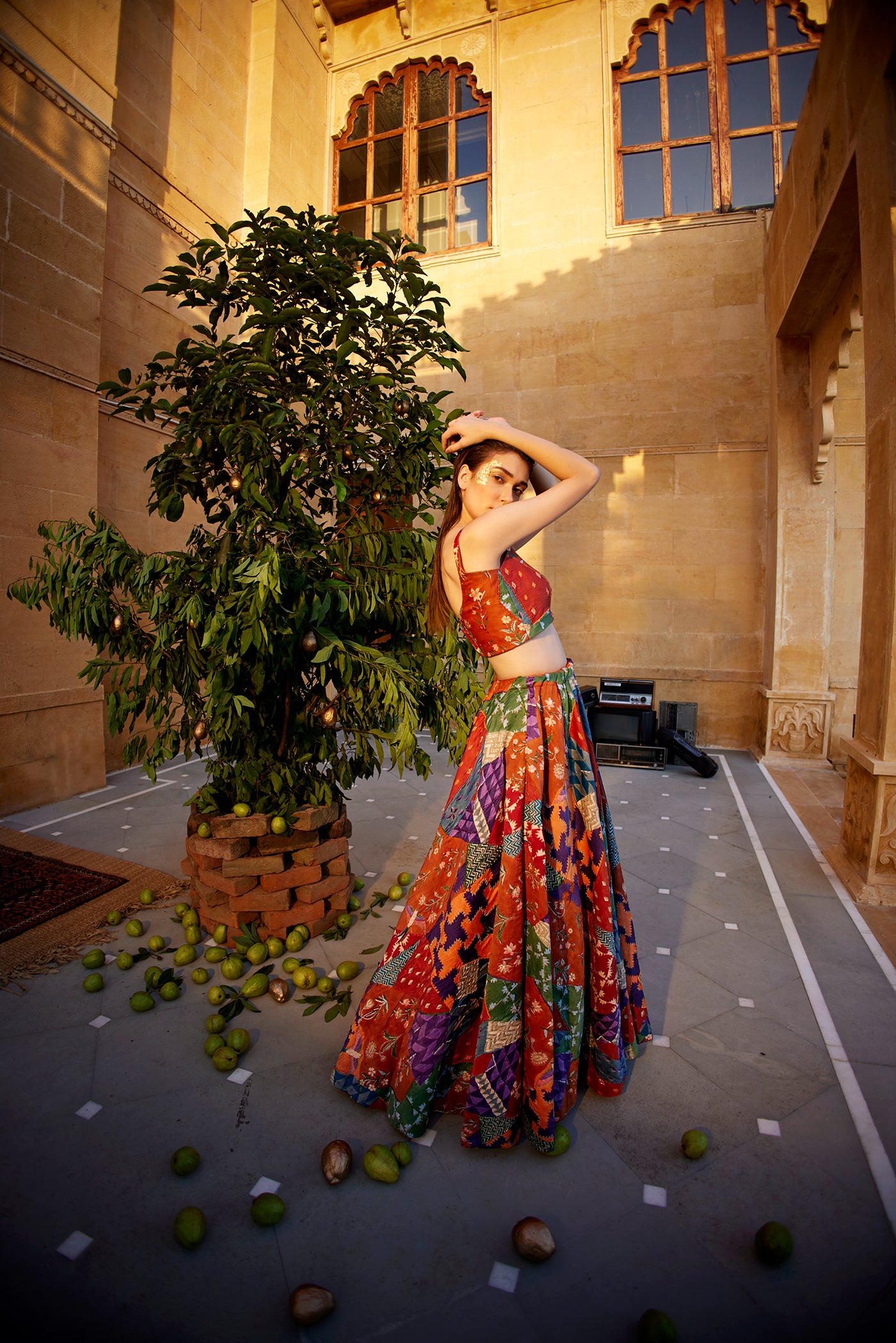 BURNT ORANGE LEHANGA
