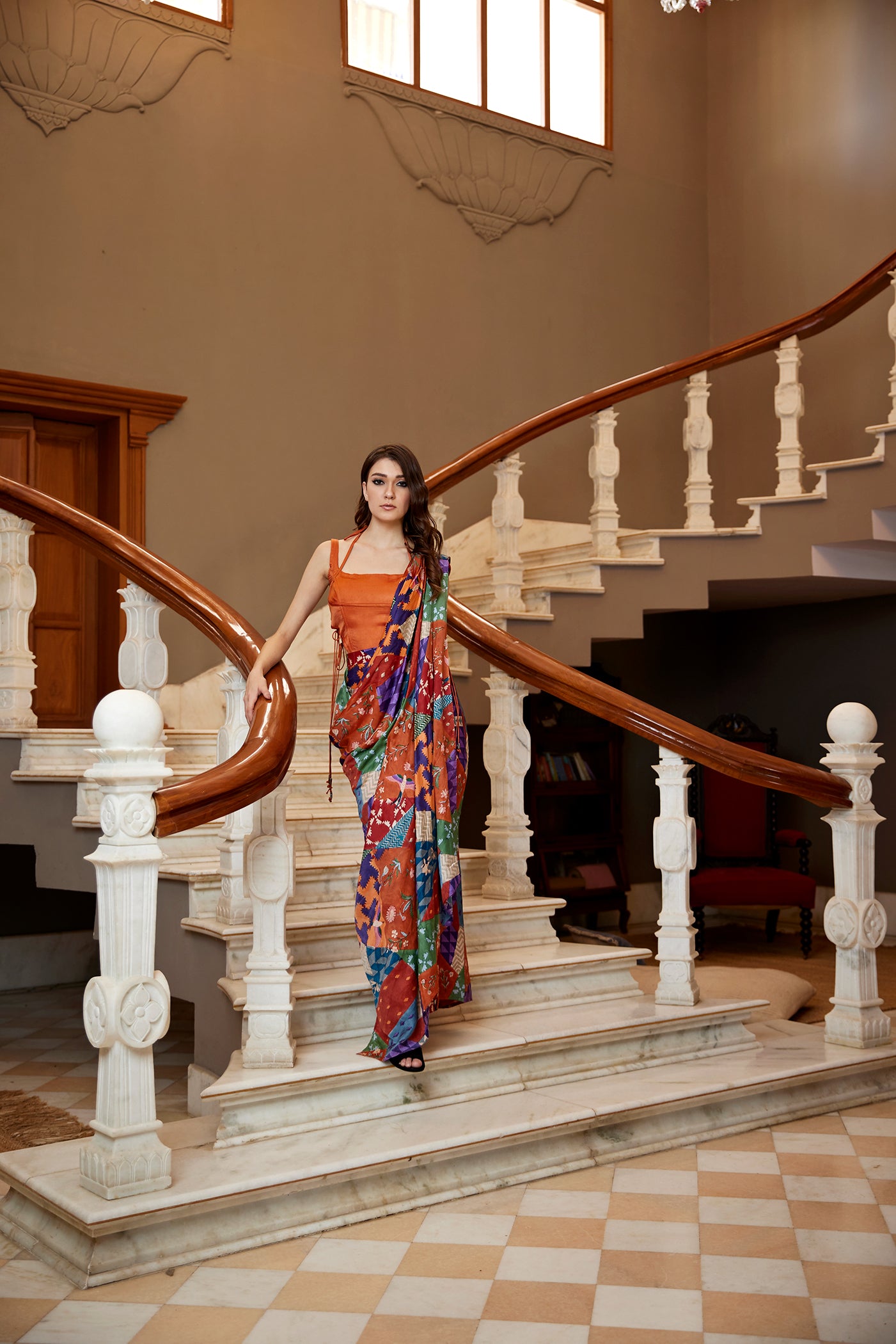 BURNT ORANGE SAREE
