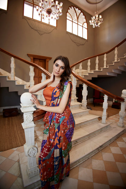 BURNT ORANGE SAREE