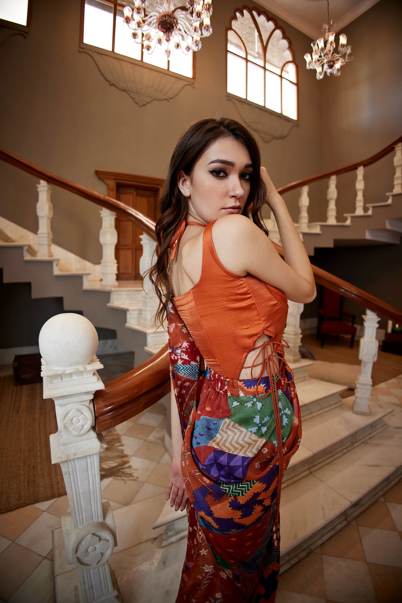 BURNT ORANGE SAREE