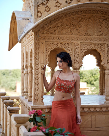 BURNT ORANGE LEHANGA