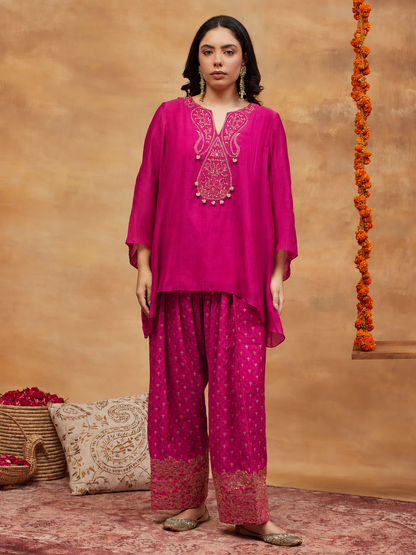 KEDAR GULAB HAND EMBROIDERED BANARASI FARSHI SET