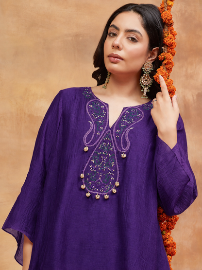 KEDAR JAMUNI HAND EMBROIDERED BANARASI FARSHI SET