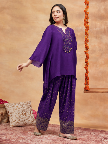 KEDAR JAMUNI HAND EMBROIDERED BANARASI FARSHI SET