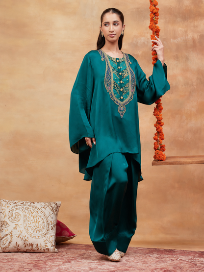 MEER HARA HAND EMBROIDERED BANARASI FARSHI SET