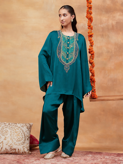 MEER HARA HAND EMBROIDERED BANARASI FARSHI SET