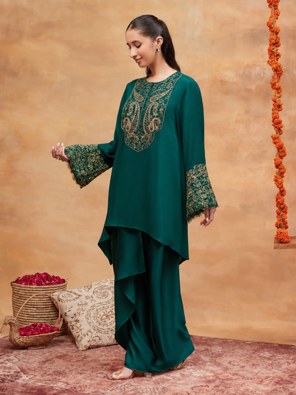 PANCHGANGA HARIT HAND EMBROIDERED BANARASI FARSHI  SET