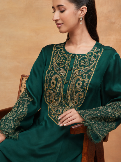 PANCHGANGA HARIT HAND EMBROIDERED BANARASI FARSHI  SET