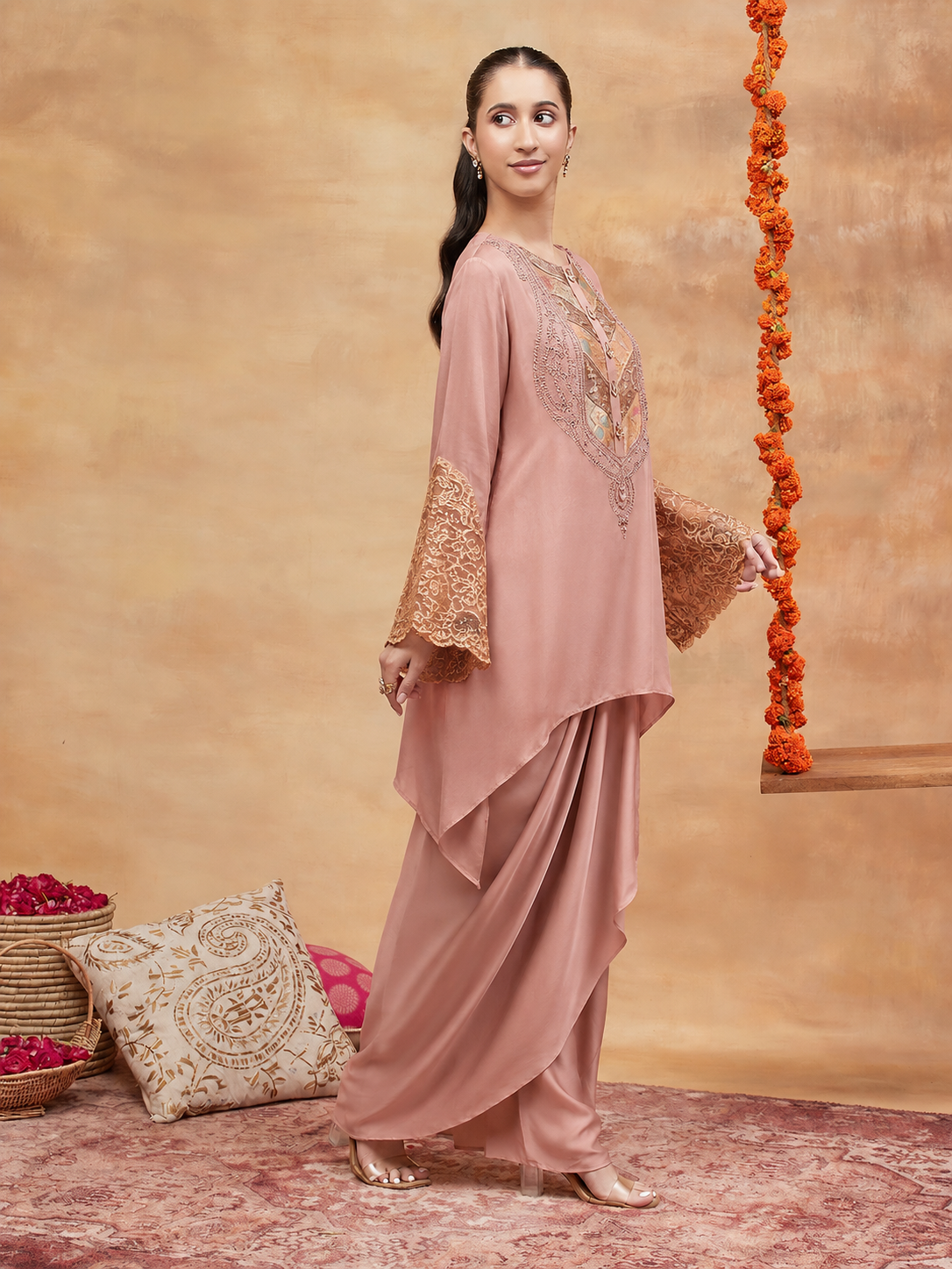 MAN MANDIR KUSUM HAND EMBROIDERED SKIRT SET