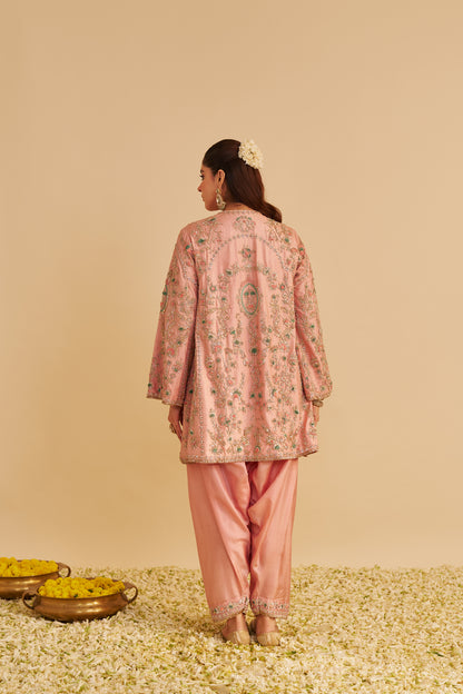 ALIRA - DABKA ZARDOZI EMBROIDERED BLUSH PINK KURTA & SALWAR WITH DUPATTA