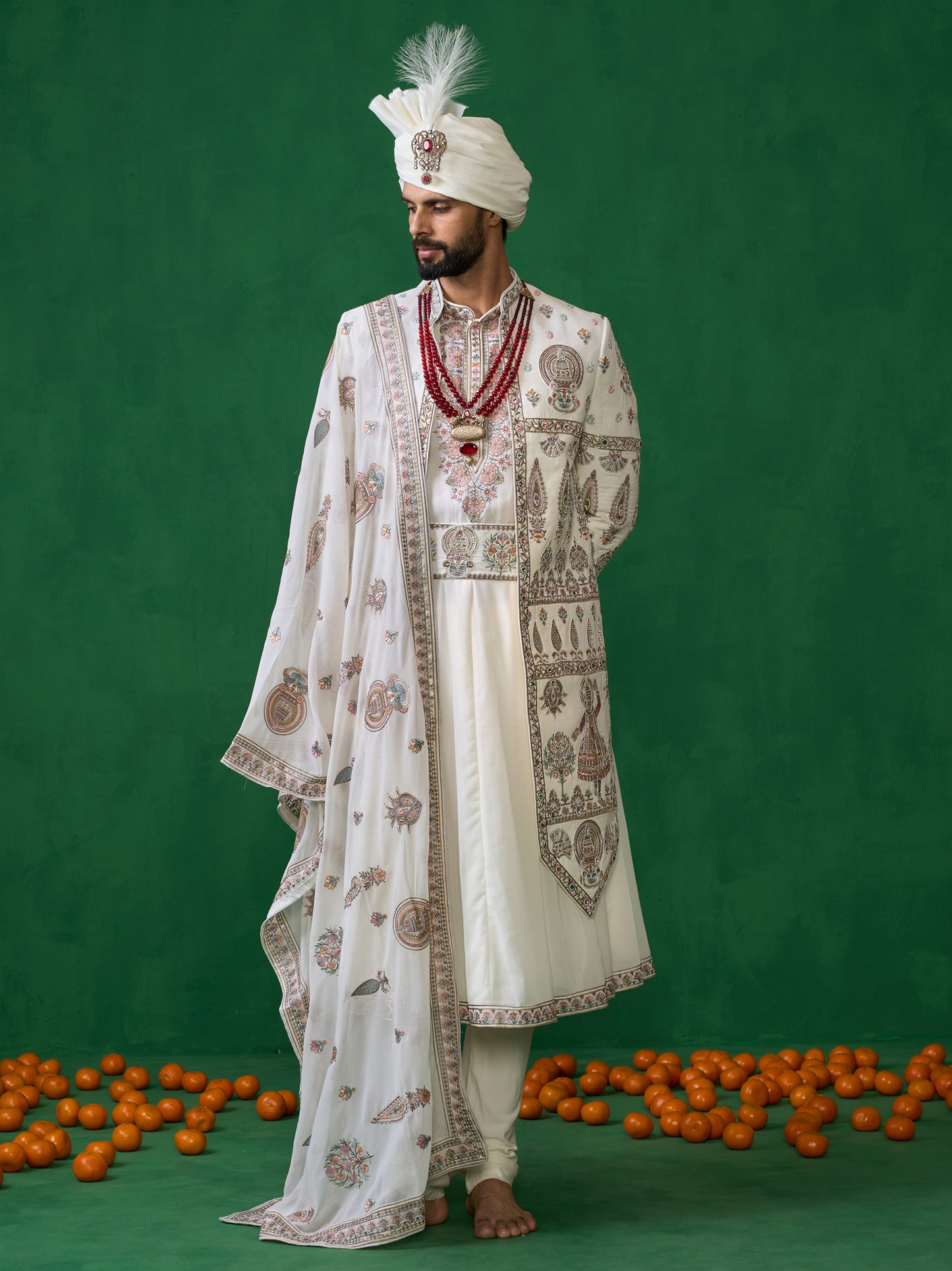 KATHAKALI BEIGE SHERWANI SET