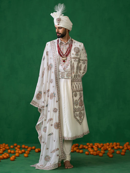 KATHAKALI BEIGE SHERWANI SET