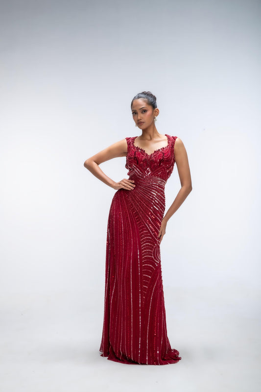 RED REVERIE REEF GOWN